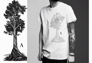 tree with the letter A tattoo idea