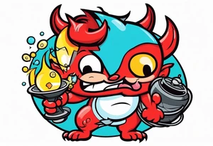 cute devil boy holding a time bomb tattoo idea