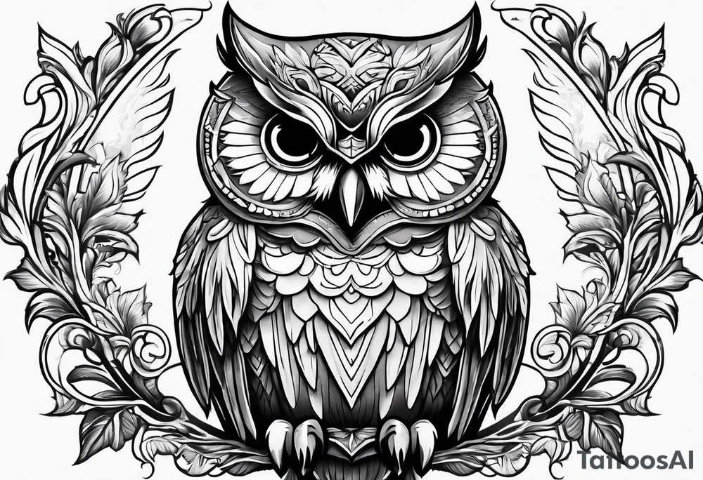 owl dressed up as a ghost tattoo idea