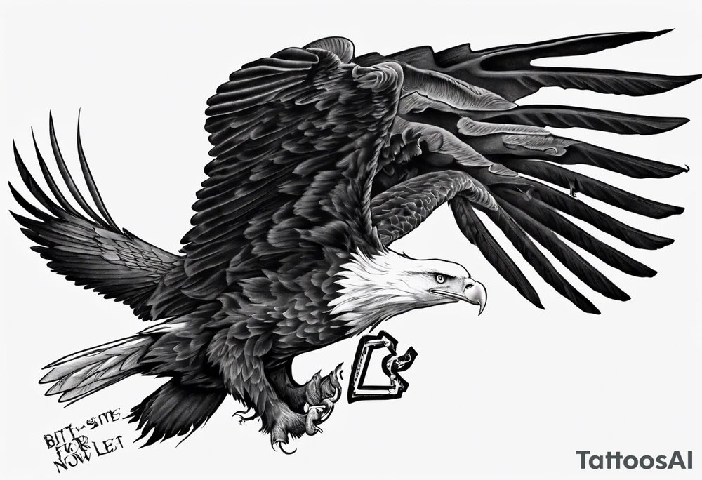 dive bombing bald eagle
, with the words "you shall prove yourself in the bitter end but for now, brace yourself." tattoo idea