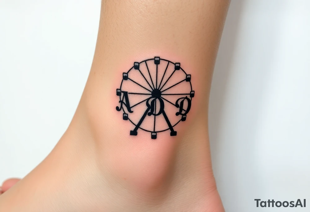 Can you create a  Ferris wheel in a very minimalist way with each of our initials? Those would be for a tattoo and initials  are for C , A , D , M tattoo idea