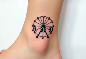 Can you create a  Ferris wheel in a very minimalist way with each of our initials? Those would be for a tattoo and initials  are for C , A , D , M tattoo idea