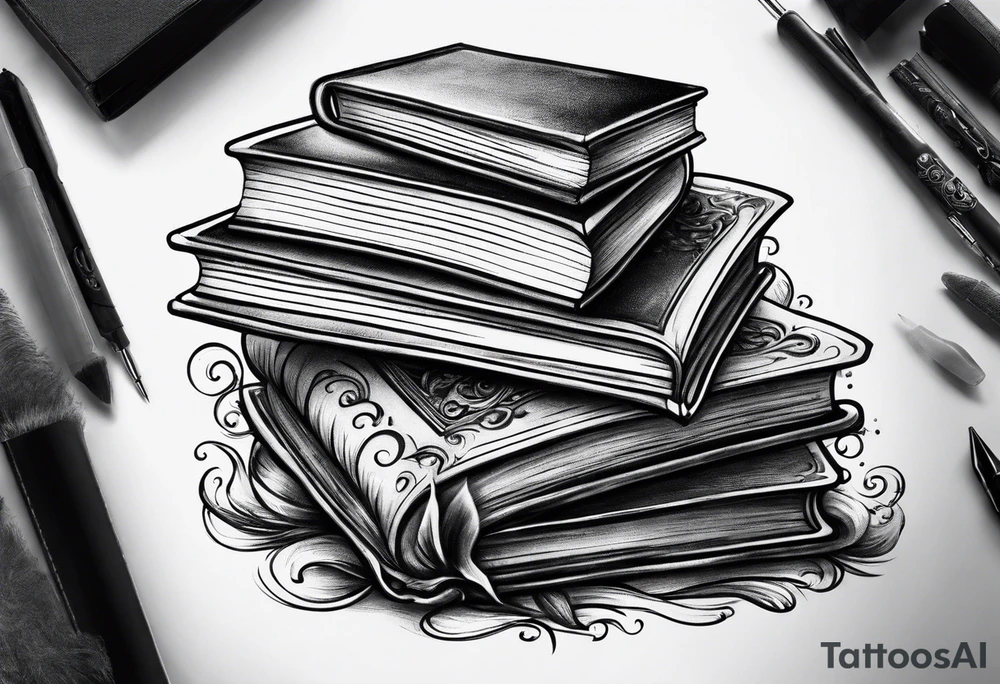 Stack of books tattoo idea