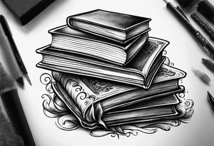 Stack of books tattoo idea