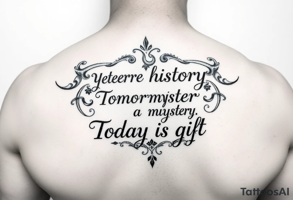 Yesterday is history.
Tomorrow is a mystery.
Today is a gift. tattoo idea