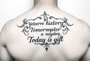 Yesterday is history.
Tomorrow is a mystery.
Today is a gift. tattoo idea