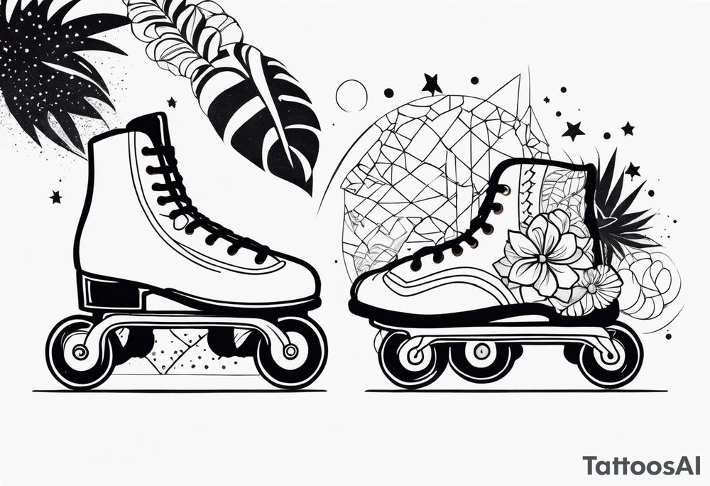 girls fancy roller skating tattoo idea