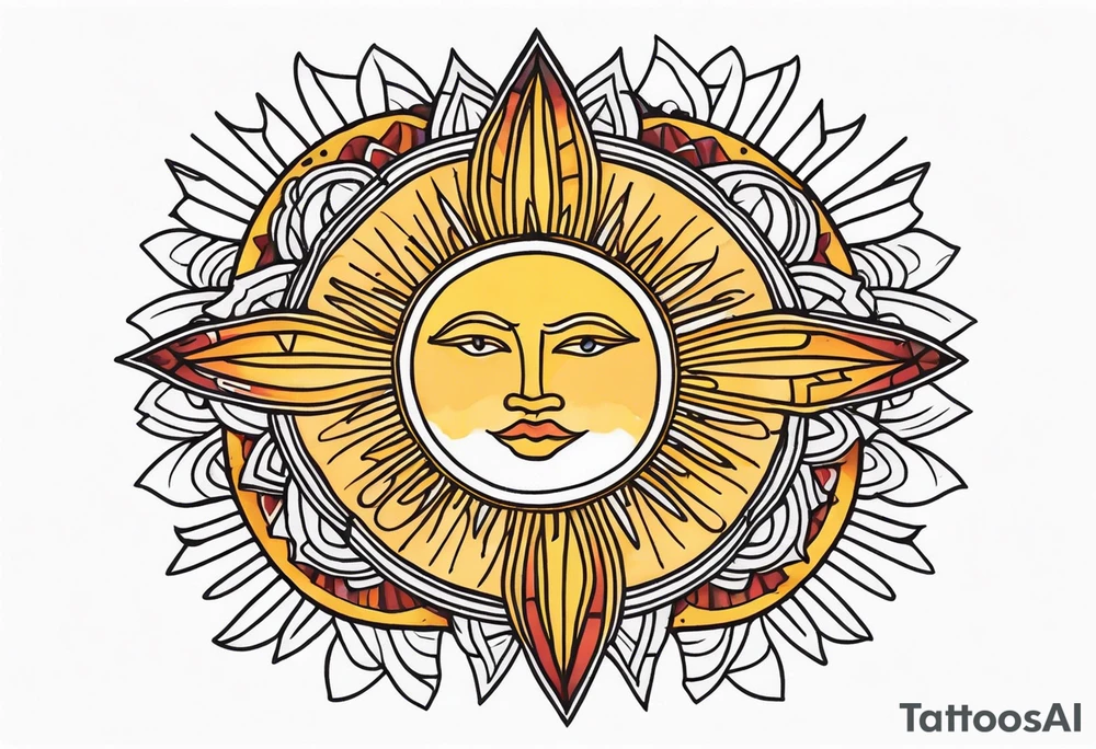 traditional sun beams tattoo idea