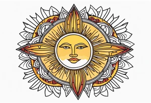 traditional sun beams tattoo idea