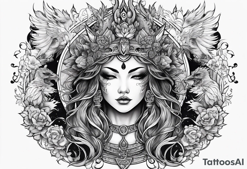 war and love of pagan gods tattoo idea