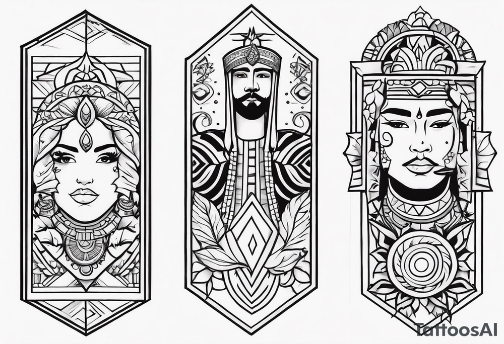 Hispanic heritage in a sleeve format tattoo idea