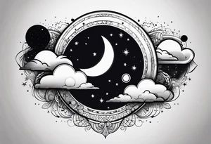 Moon phases stars clouds tattoo idea