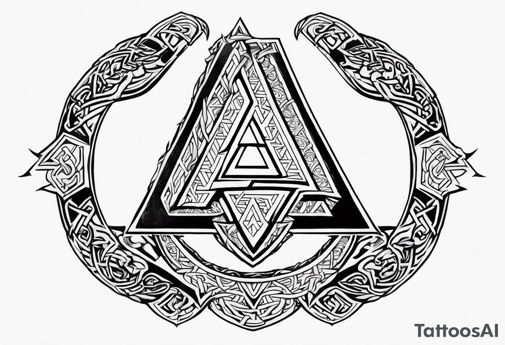 Valhalla sword shield dragon axe Valknut tattoo idea