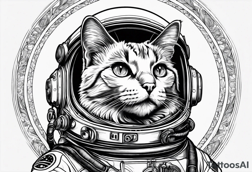 astronaut cat tattoo idea