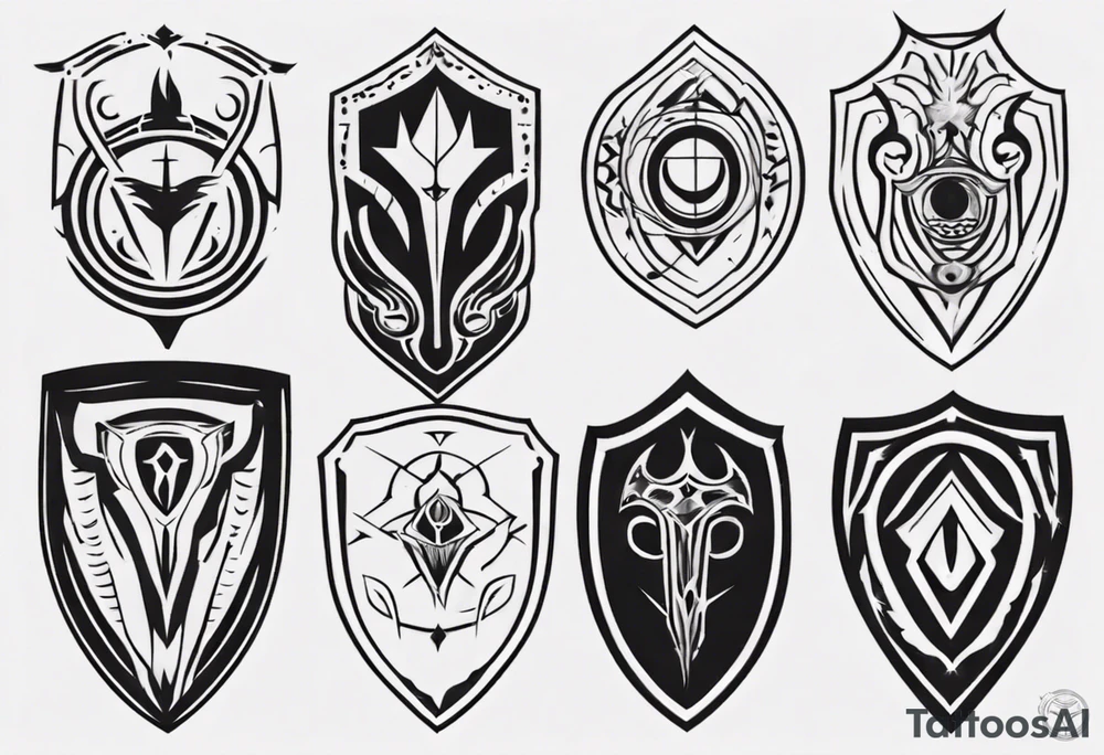 Shield symmetrical tattoo idea