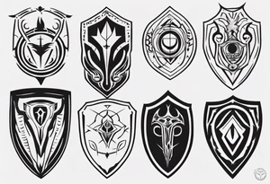 Shield symmetrical tattoo idea