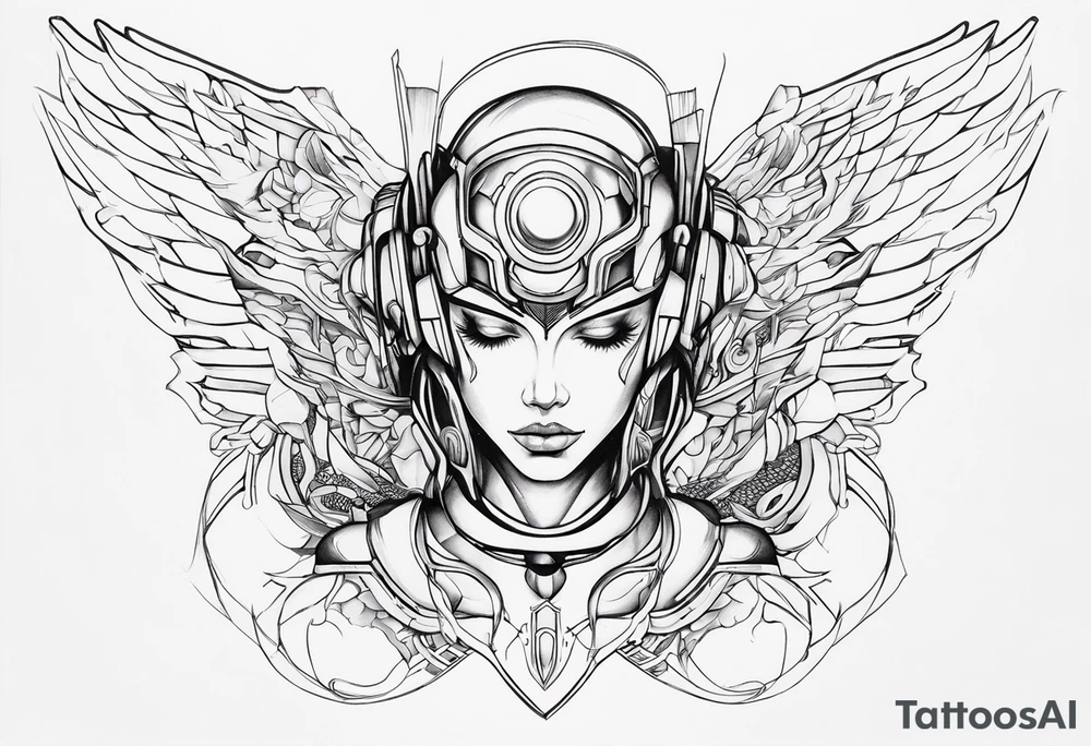 cyborg angel tattoo idea