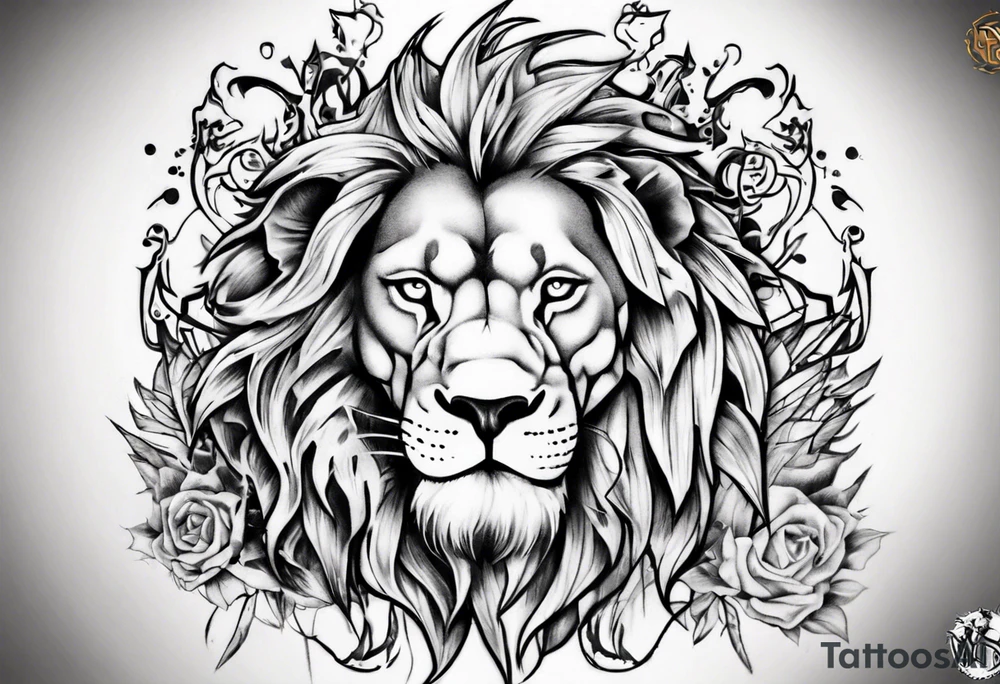 wild king lion tattoo idea