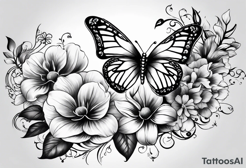 tattoo to represent that I have 3 children (girls). For inspiration I like flowers, butterflies, the beach. Tattoo is for ribcage down side of body tattoo idea