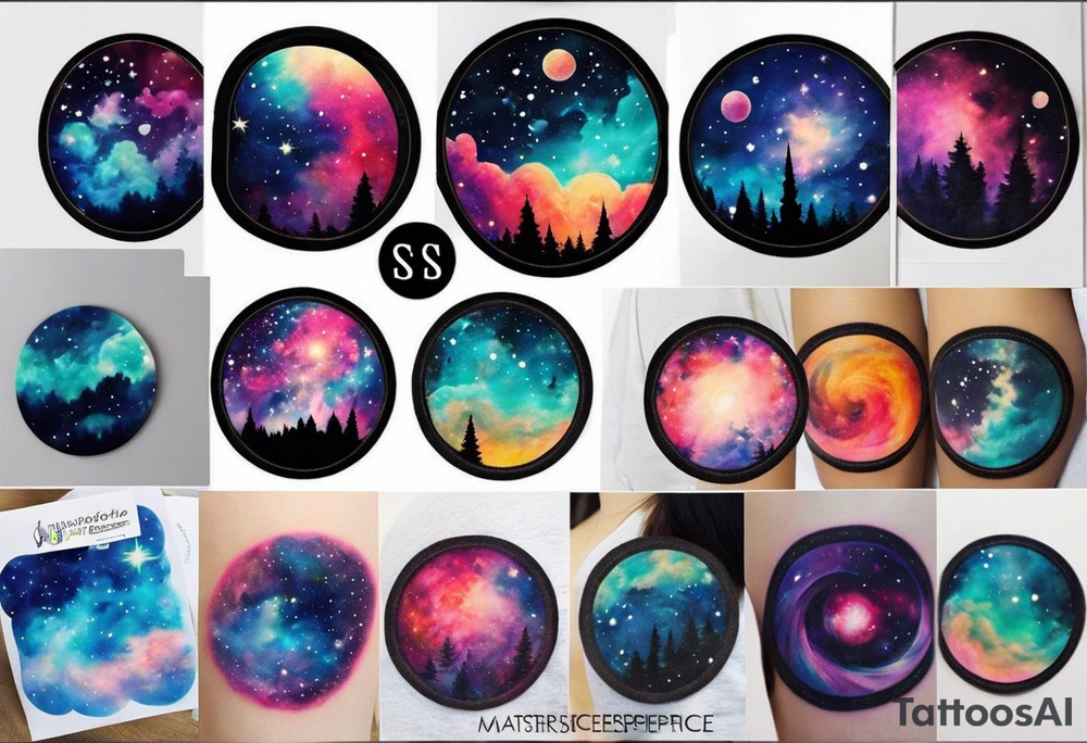 I want a nebula space galaxy s kinda shape 
tattoo that's colorful and bright and cute and is nice to look at I don't want a traditional circle I want it like the ones thay look like an s shape and this tattoo will be on my left buttcheek and light colors I want more spread and less circle side to life Left to right a spiral galaxy in prominently blue light or dark tattoo idea
