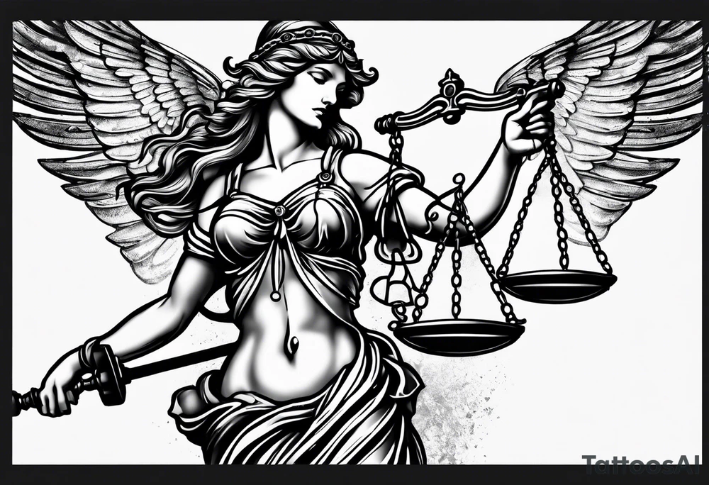 lady justice and blood tattoo idea