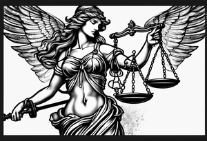 lady justice and blood tattoo idea