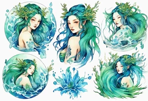 a blue-green Naiad tattoo idea