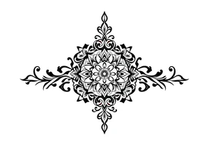 mytical shaman and mytolog style ornament with ancient rhyme tattoo idea