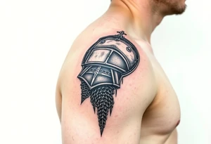 Huge shoulder tattoo of chainmail and plate armor covering entire arm tattoo idea