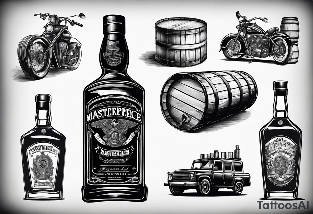 Broken whiskey bottle and army tags tattoo idea
