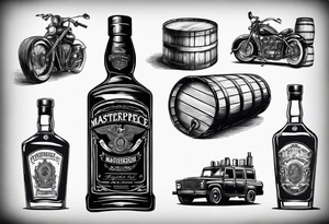 Broken whiskey bottle and army tags tattoo idea