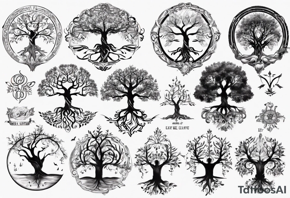 Tree of life with children names tattoo idea