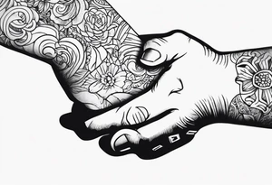 Old Hand reaching out to young hand tattoo idea