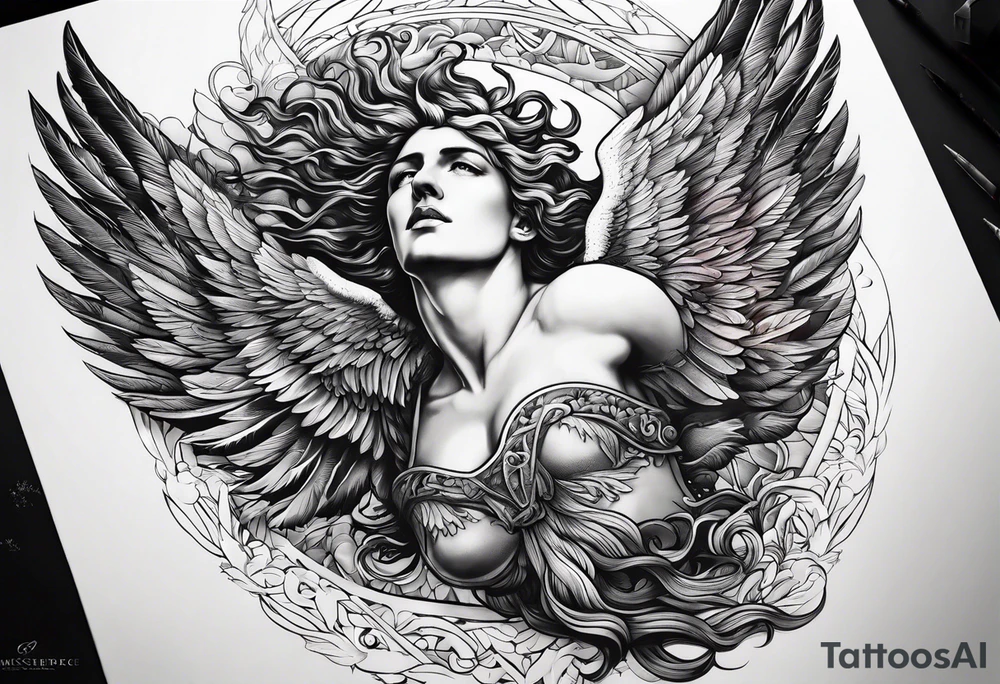 icarus greek design falling into an rainbow tattoo idea