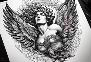 icarus greek design falling into an rainbow tattoo idea
