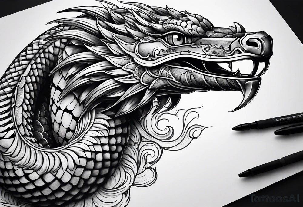 quetzalcoatl snake sleeve tattoo idea