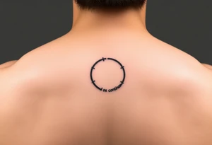 "Black circle tattoo (3cm) with barely visible 'To be continued?' around edge. Like a punctuation mark on skin." tattoo idea