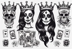 santa la muerta with money and crown
on the card tattoo idea