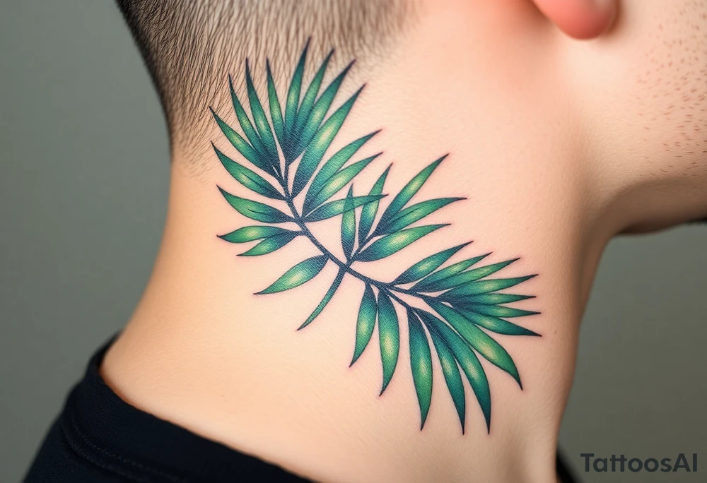 realistic large woven palm leaves tattoo idea
