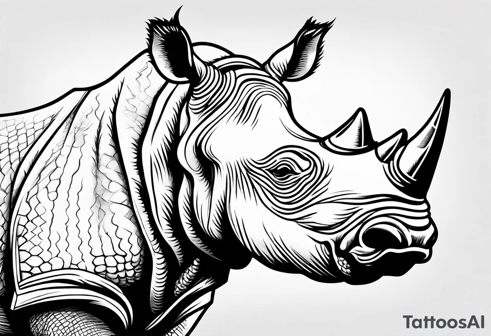 rhino smoking cigarette tattoo idea