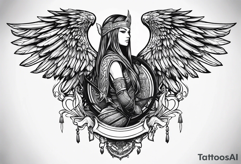 shield maiden wings tattoo idea