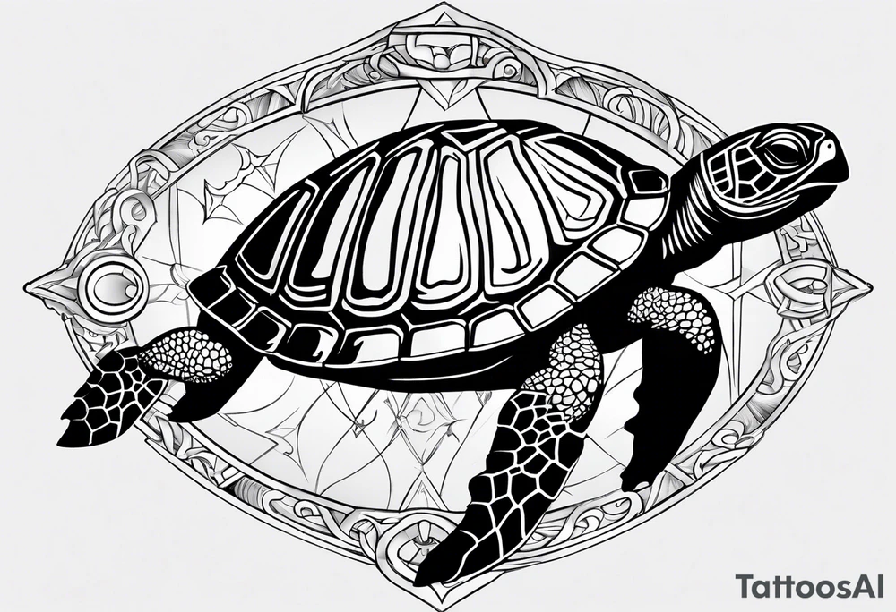 Turtle on a compass tattoo idea
