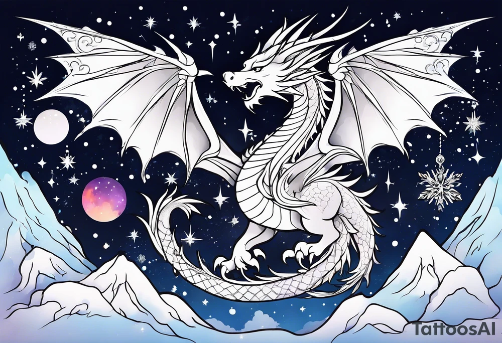 Constellation, wing , snow , cross , dragon japan kawaii tattoo idea