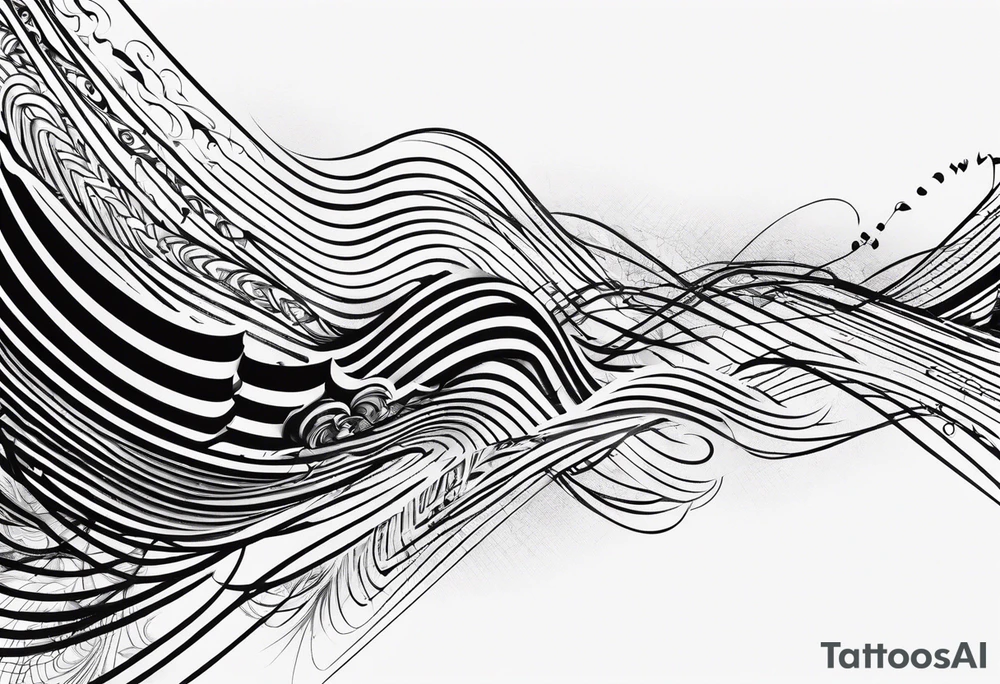 armband tattoo, horizontal with electromagnetic signal wave pattern tattoo idea