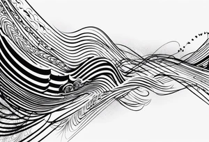 armband tattoo, horizontal with electromagnetic signal wave pattern tattoo idea