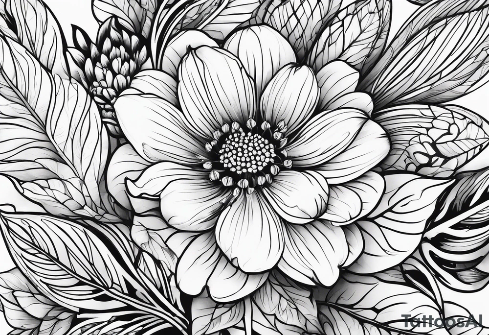 flowers, leaves tattoo idea