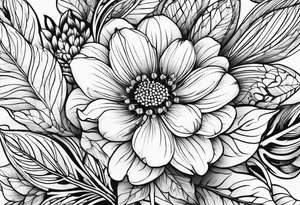 flowers, leaves tattoo idea
