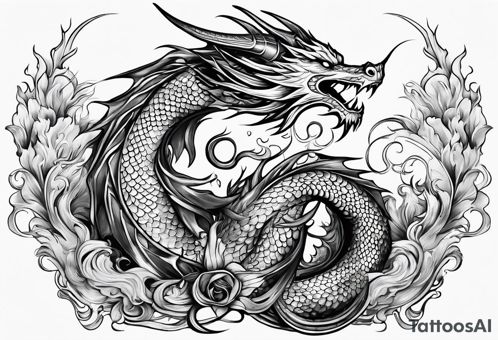 dragon, strength, pisces, water, phoenix, small, nuanced, positive tattoo idea