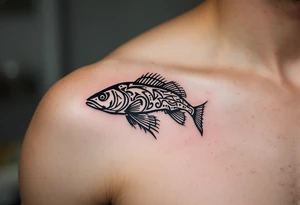 Blackwork Catfish Tattoo – A solid black ink catfish silhouette with detailed fin and barb textures created through negative space and dot shading. tattoo idea