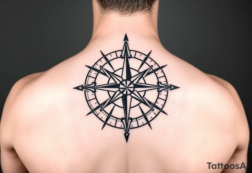 Double layered Compass rose tattoo idea